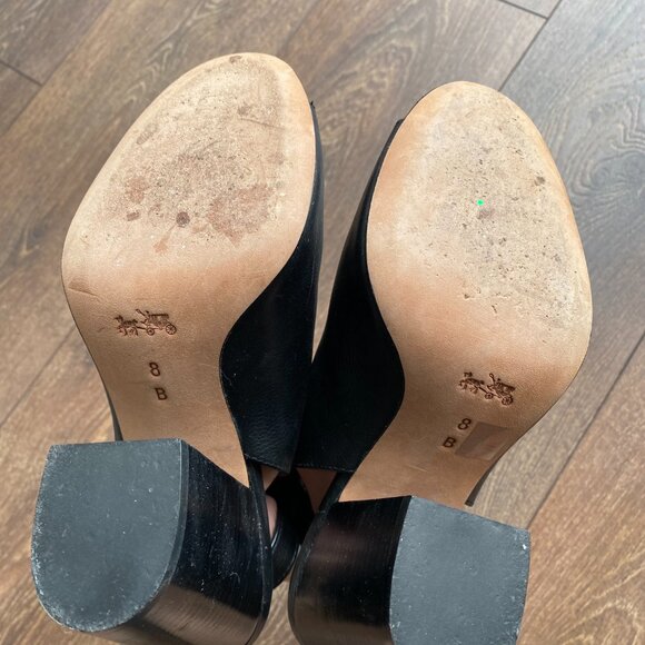 COACH Sandford Black Open Toe Booties Size 8 - Picture 5 of 6